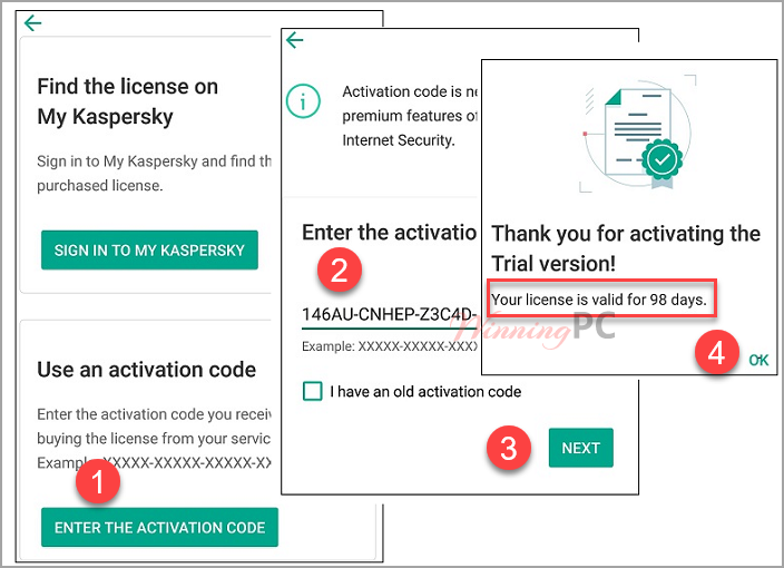 code activation kaspersky android